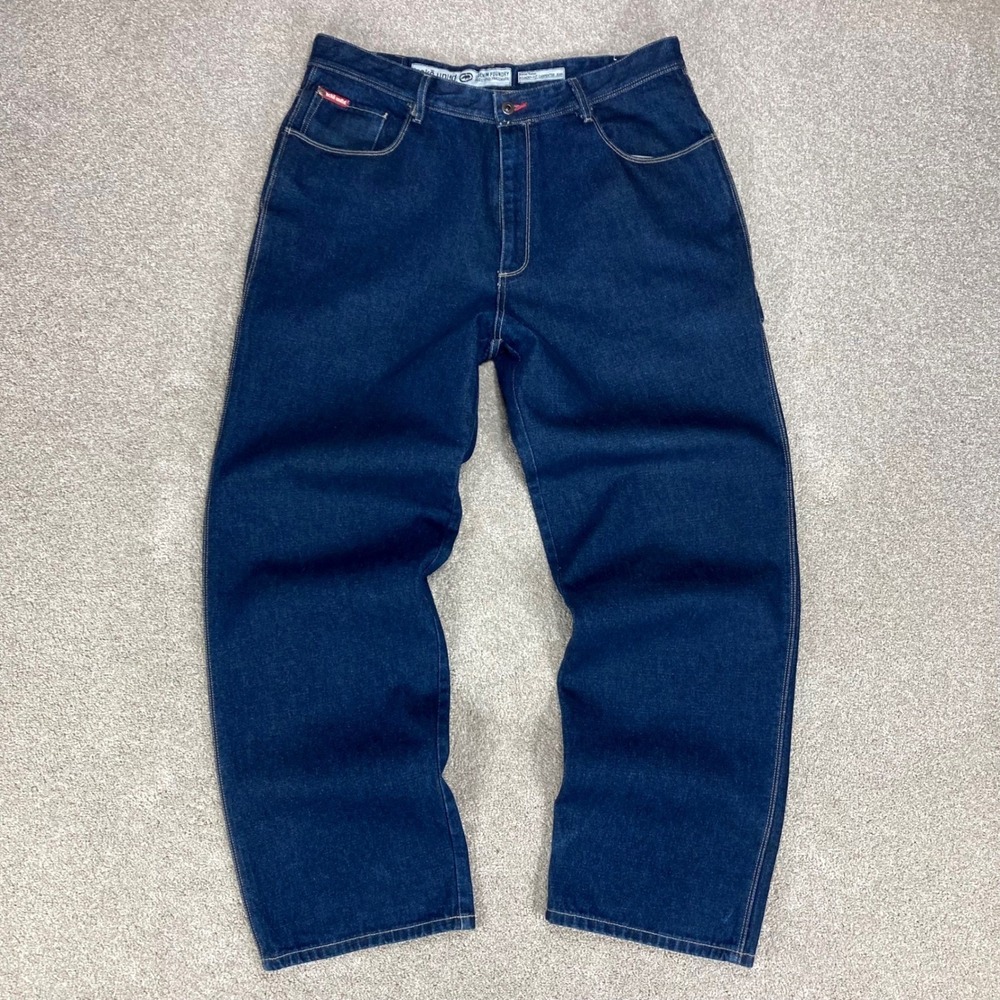 Ecko Unltd Foundry Baggy Carpenter Jeans Mens Sz 36 Dark Wash Wide Leg Denim